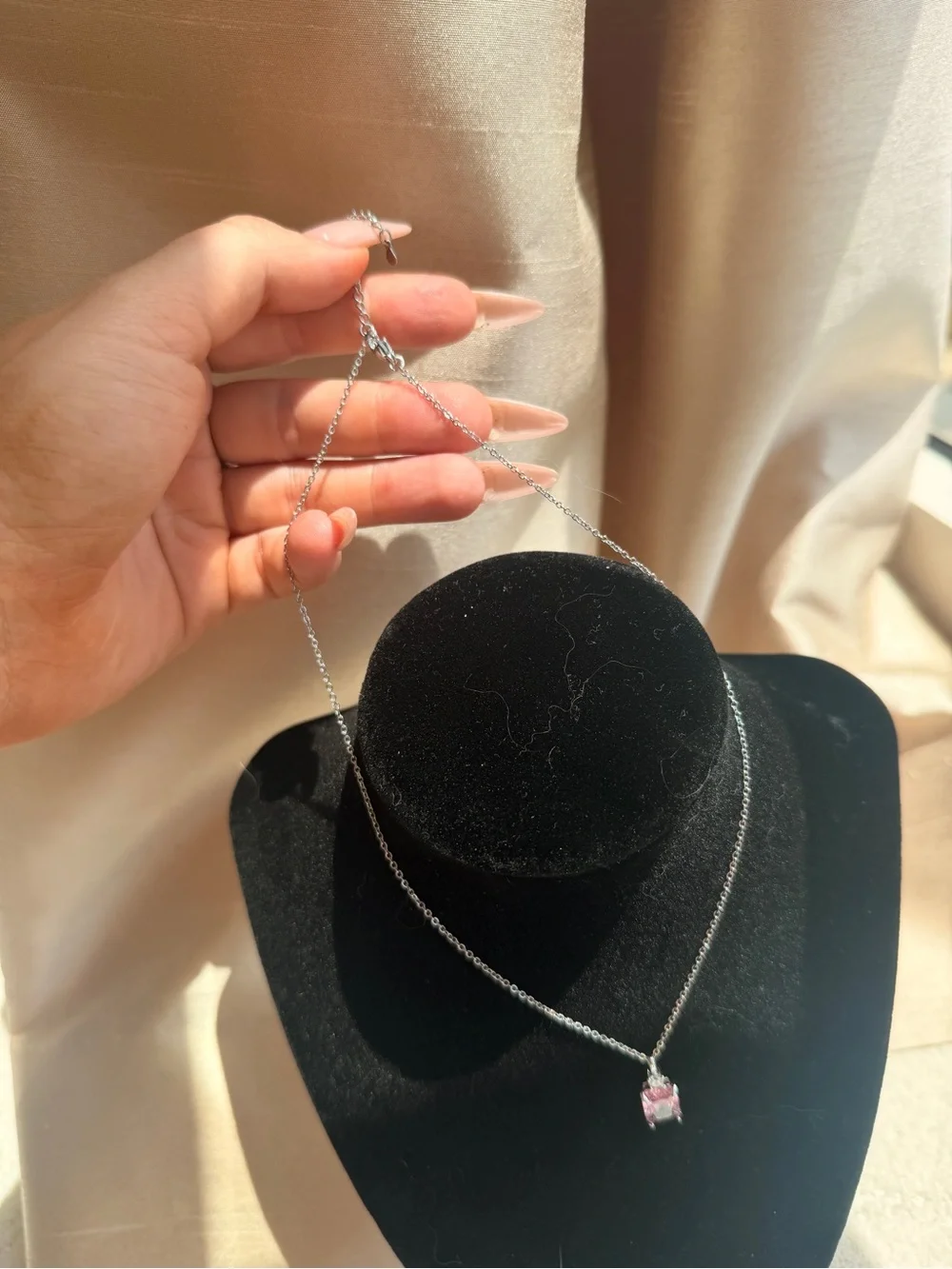 Pink diamond necklace